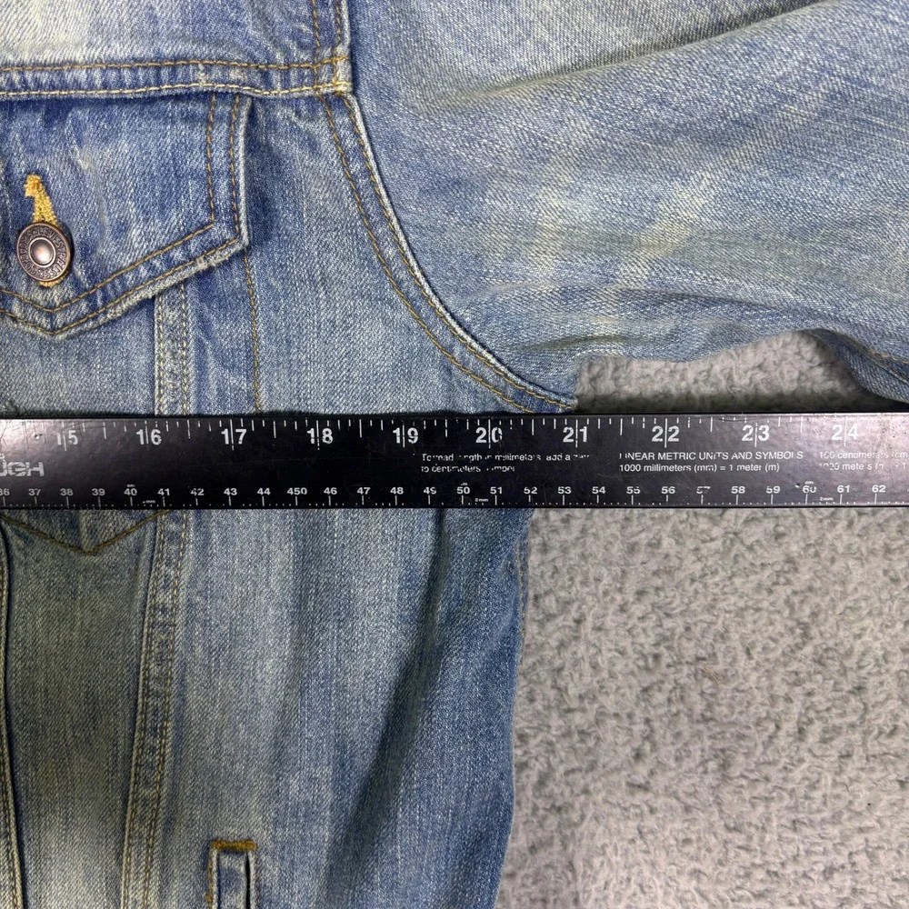 Levis Mens Light Wash Denim‎ Trucker Jacket Large Blue Cotton Button Front 70507